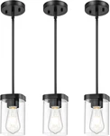 Matte Black Pendant Light 3-PACK With Square Glass For Home & Kitchen. Fixed Price $91.99.