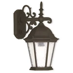 Livex Hamilton 15.25" Light Outdoor Wall Lantern, Black/clear Water 75462-14. Fixed Price $119.96.