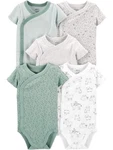 Baby 5-PACK Short-sleeve Bodysuit, Green/grey Forest Animals/light Heath.... Fixed Price $25.80.