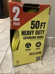 (2 Pack) Anderson Industries 50FT Heavy Duty 12/3 Sjtw Extension Cords. Fixed Price $40.00.