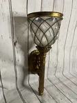 Vtg Hinkley Plantation Wall Sconce Caged Glass Gold Bubble Hand Blown. Fixed Price $45.00.