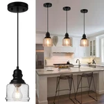 Wilon Industrial Pendant Light, 4'' Black Seeded Glass, Farmhouse Kitchen Island. Fixed Price $62.35.