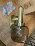 Vtg. Nos American Lantern Co Brass & Smoked Glass Mcm Porch Light Union Made Usa. Fixed Price $42.50.