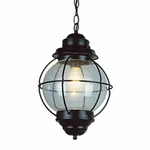 Catalina 9 In. 1-LIGHT Black Outdoor Pendant With Seeded Glass. Fixed Price $69.99.