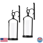 Souliron Hanging Hurricane Glass Wall Sconce Candle Holder Black Metal. Fixed Price $136.65.