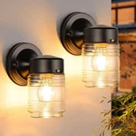 Jelly Jar Outdoor Wall Lantern, Black Exterior Waterproof Mount Lighting.... Fixed Price $34.57.