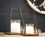 Sullivans 11.75"+13.75" Black Triangular Wire Frame Lanterns Indoor (set Of 2). Fixed Price $16.50.