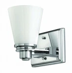 Hinkley Lighting Avon One Bath Wall Sconce, Polished Chrome, Etched Opal. Fixed Price $89.00.