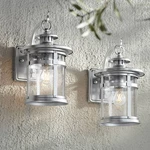 Franklin Iron Callaway 11 3/4" Chrome Lantern Outdoor Lights Set Of 2. Fixed Price $324.99.