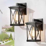 Lnc Modern Black Outdoor Lantern Sconce With Clear Glass Shade 1-LIGHT 2-PACK. Fixed Price $85.14.