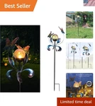 Elegant Solar-powered Butterfly Garden Stake Light Waterproof Crackle Glass. Fixed Price $62.99.