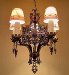 Vintage Lights Pair Of 1920S Spanish Revival Chandeliers. Original Glass Shades!. Fixed Price $3800.00.