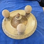Nice Antique Three Socket Flush Mount Fixture Great 13" Round. Fixed Price $145.00.