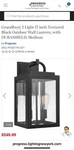 Progress Lighting P560176-031 Grandbury 2 Outdoor Large Wall Lantern. Fixed Price $149.00.