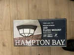 Hampton Bay Medium Outdoor Led Flush Mount Black Weather Resistant Dimmable. Fixed Price $10.00.