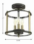 Progress Lighting P550011-020 Squire 3-LIGHT Semi-flush Ceiling Antique. Fixed Price $87.90.