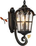 Black Roman Outdoor Fixture, 17.7"H Dusk To Dawn Lighting Wall. Fixed Price $40.00.