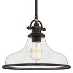 Quoizel GRTS2814 Bronze Grant - Seedy Glass Single Light 14"W Pendant. Fixed Price $247.99.