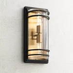 Modern Outdoor Wall Black Brass 2-LIGHT 16" Glass For Exterior House Porch. Fixed Price $99.95.