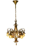 Restored Chain Drop Aztec Gold Chandelier With Semi-original Finish #2607. Fixed Price $577.99.