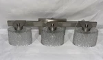 Nos Quoizel Seaview 3 Light Bathroom Vanity Wall Fixture Thick Chunky Glass 22". Fixed Price $114.00.