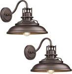 12" Vintage Farmhouse Wall Sconces - Pack Outdoor Barn Lights, Oil Rubbed Bron. Fixed Price $233.99.