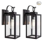 Pia Rocco 2-PACK Matte Black Outdoor Light Fixture Wall Lantern Sconce W/ Glass. Fixed Price $38.99.