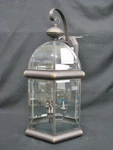 New 24" Quoizel 6 Sided Glass Wall Lantern 3 Light Candelabra; Medici Bronze. Fixed Price $275.00.