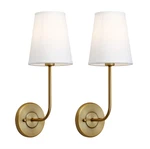 Pathson Set 2 Vintage Wall Sconces White Fabric Shade Bedroom Living Lights. Fixed Price $45.00.
