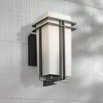 Kichler Tremillo 11 3/4" High Black And Satin Glass Outdoor Wall Light. Fixed Price $199.99.