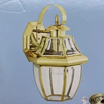 Hampton Bay Exterior Wall Lantern Light Polished Brass Beveled Glass 13" 464 430. Fixed Price $79.95.