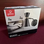 Globe, Belmont 1-LIGHT Wall Sconce Satin Black Gold Accents, 65855, New Open Box. Fixed Price $12.95.
