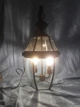 Vtg Exterior Wall Lantern Light Fixture Outdoor Porch Brass Beveled Glass 21". Fixed Price $69.95.