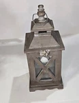 Hampton Bay 1 Wood Table Top Lantern Distress Grey Mango New (23C). Fixed Price $44.98.