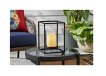 Hampton Bay 9.8 In. Outdoor Patio Black Metal And Glass Lantern. Fixed Price $35.00.