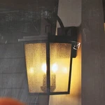 Nib: Nice Outdoor 9"X18" 3-BULB Black-finish Wall Light W/ Clear Seeded Glass. Fixed Price $109.95.