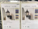 2 Allen + Roth 17 Inch Outdoor Lantern Wall Light Black Clear Glass Pair Motion. Fixed Price $75.00.
