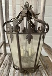 Vintage Lantern Light Fixture Wrought Iron Glass Spanish Mission Gothic Scrolled. Fixed Price $399.99.