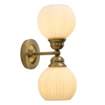Pathson 2-LIGHT White Wall Sconces Striped Brass-milky Round. Fixed Price $108.99.