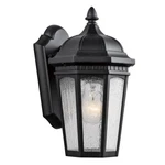 Kichler Courtyard Outdoor Wall 1LT 6.25X11", Text Black, Clear Seeded - 9032BKT. Fixed Price $129.99.