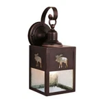 Burnished Bronze Moose Outdoor Wall Light Cabin Lodge Forest Seeded Glass Lamp. Fixed Price $91.99.