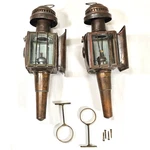 Pair Of Vintage Brass Carriage Lanterns Coach Lights Oil Lamps Wicks & Hardware. Fixed Price $169.99.