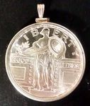 Standing Liberty 1 One Troy Oz .999 Silver Round Pendant Necklace Charm. Fixed Price $159.99.