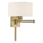 Livex Lighting 1-LIGHT Swing Arm Modern Metal Wall Lamp Antique Brass/oatmeal. Fixed Price $270.99.