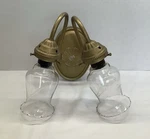 Underwriters Laboratories Brass Wall Light Fixture Etched Crystal Votives Gothic. Fixed Price $30.00.