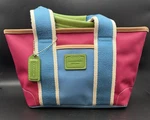 Vtg 2005 Mini Coach 6268 Hampton Weekend Tote Fuchsia/light Blue Nylon. Fixed Price $55.25.