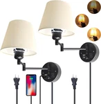 Dimmable Wall Mounted Bedside Lamps With Usb & Socket - Set Of 2. Fixed Price $105.99.