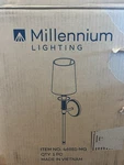 Millennium Lighting 46981-MG 26" Wall Sconce Modern Gold White Linen Shade Open. Fixed Price $54.99.