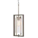Home Decorators Antique Nickel 1-LIGHT Hanging Outdoor Lantern W/ Gray Wood. Fixed Price $54.95.