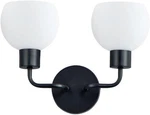 Lighting Coraline 2-LIGHT Wall Sconce Black Finish White Glass Shade Trans. Fixed Price $106.99.